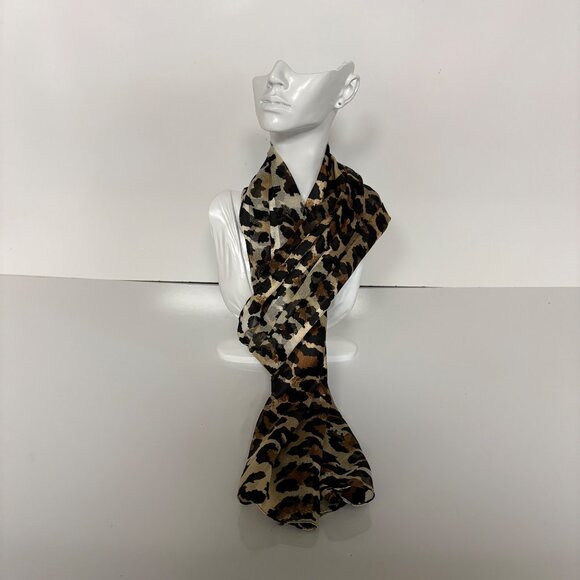 Leopard Print Scarf Lightweight Fashion Accessory Brown Black Animal Print - Picture 5 of 7